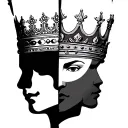 half face king half face queen symmetrical with crown tattoo design idea