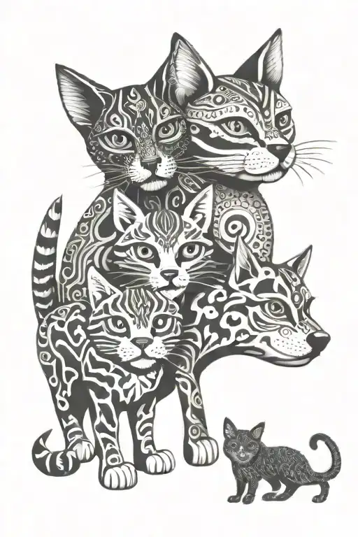 alebrije and cat and dog tattoo design idea