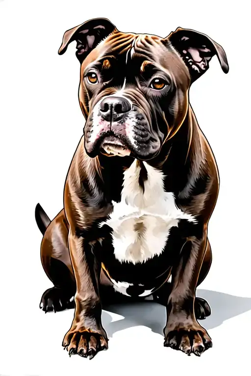 pet dog with light brown coat wight feet bullAarlb mustif bullypitty tattoo design idea