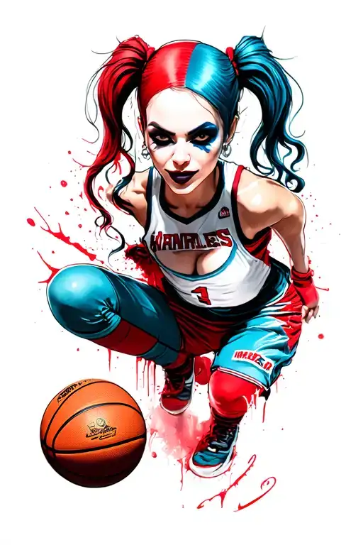 harley quinn. BASKETBALL. BROKEN. tattoo design idea