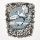 replace crane with blackbird tattoo design idea