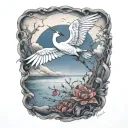 replace crane with blackbird tattoo design idea