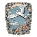 replace crane with blackbird tattoo design idea