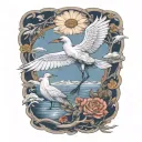 replace crane with blackbird tattoo design idea