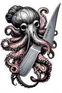 chef knife with octopus tattoo design idea