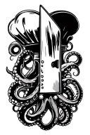 chef knife with octopus tattoo design idea