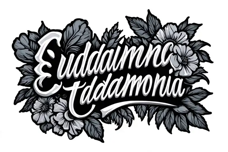 Eudaimonia written tattoo design idea