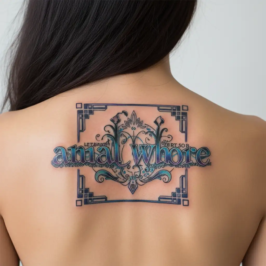 "Anal Whore" "collar" "name" "buckle" tattoo design idea