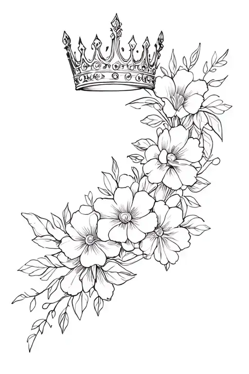 Psalms 46 5 crown and flowers  tattoo design idea