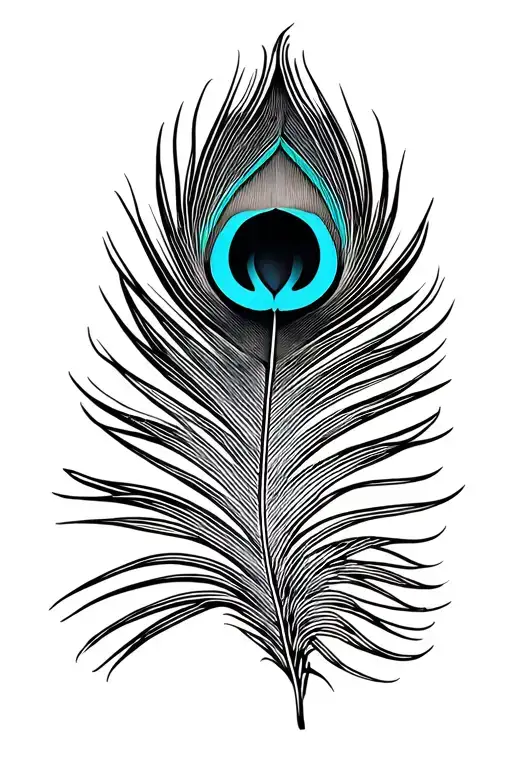 peacock feather with wave pattern in the middle part tattoo design idea
