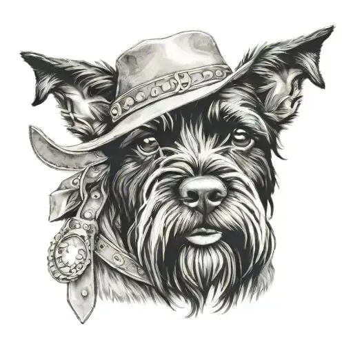 black schnauzer cowgirl portrait style tattoo tattoo design idea