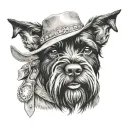 black schnauzer cowgirl portrait style tattoo tattoo design idea