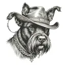 black schnauzer cowgirl portrait style tattoo tattoo design idea