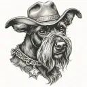 black schnauzer cowgirl portrait style tattoo tattoo design idea