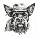 black schnauzer cowgirl portrait style tattoo tattoo design idea