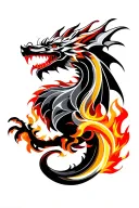 welsh dragon breathing fire tattoo design idea