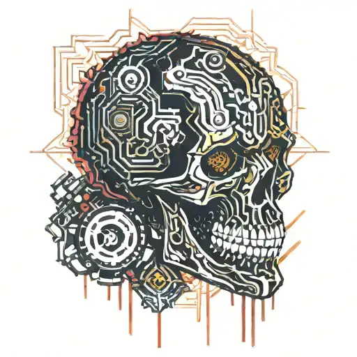 skull crying blood tattoo design idea