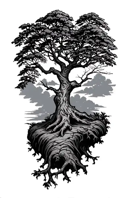 forearm tree black and grey tattoo American trad tattoo design tattoo design idea