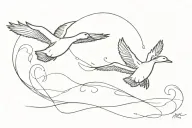 2 ducks flying tattoo design idea