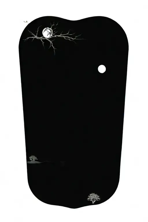 celtic tree in swamp, with fog and moon beams shining tattoo design idea