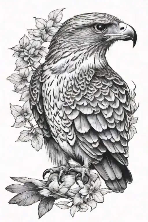 Black and grey realism tattoo of a red tailed hawk, a duck and a cardinal  tattoo design idea