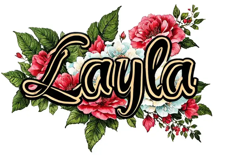 "Layla" kids names tattoo design idea