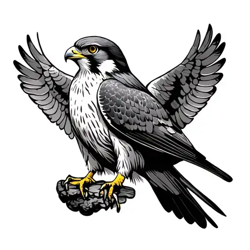 Peregrine falcon American traditional chest tattoo tattoo design idea