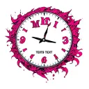 "M" clock with pink tattoo design idea