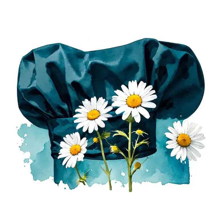daisy with a chefs hat tattoo design idea