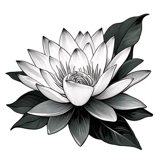 water lilly flower with name tattoo design idea