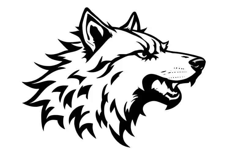 aggressive wolf profile tattoo design idea