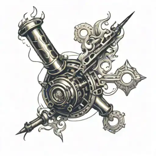 A welding themed tattoo incorporating flames and metalwork elements tattoo design idea