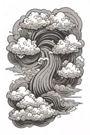  Clouds: The clouds can be designed in a traditional Japanese kumo style—soft, billowing, and slightly swirling. These c tattoo design idea