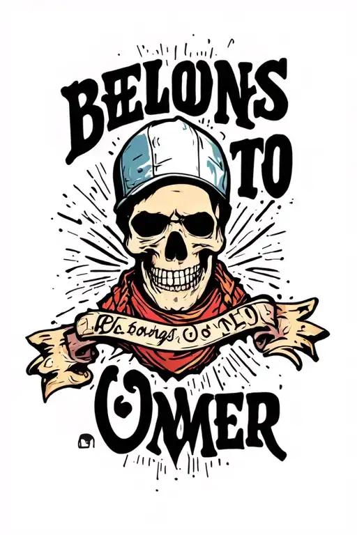 A lower stomach tattoo placed just below the belly button, featuring the phrase 'belongs to Ömer' in bold gangsta-style  tattoo design idea