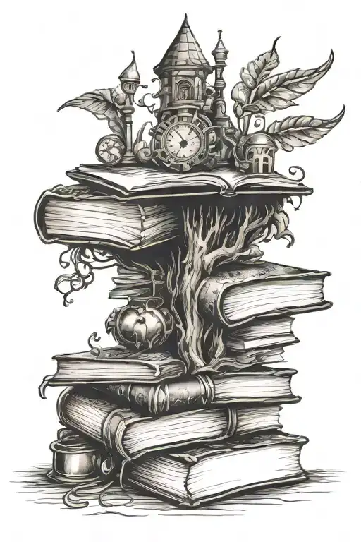 fantasy books tattoo design idea