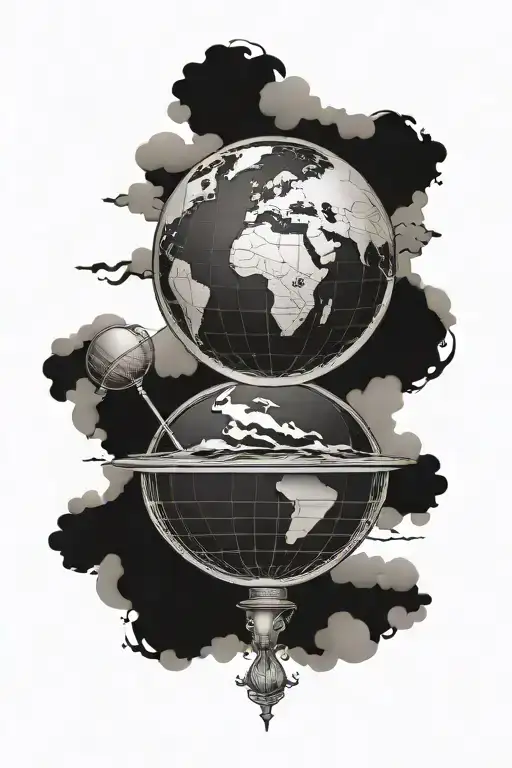 flat earth globe tattoo design idea