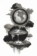 flat earth globe tattoo design idea