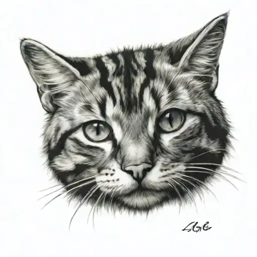 striped cat tattoo design idea