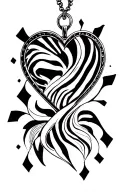 zebra heart shaped locket tattoo design idea