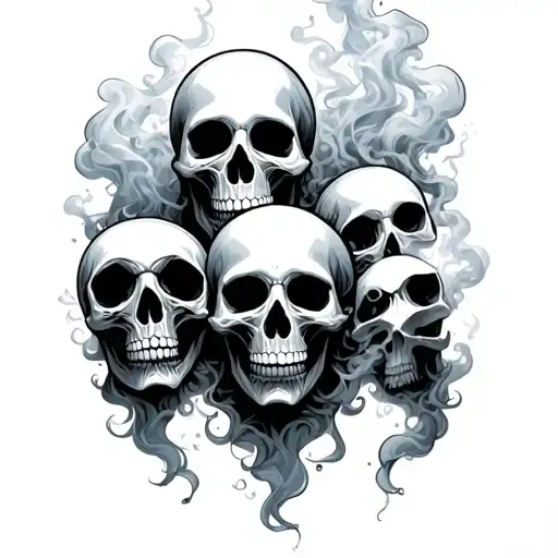 ghost and smoke skulls floating around them tattoo design idea