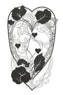 fine line black heart tattoo design idea