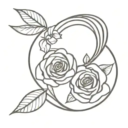 two flowers, a rose and a daisy bending towards eachother to create a heart tattoo design idea