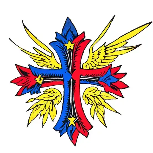 1x1 inch filled in colored cross on the chest, representing MMA tattoo design idea