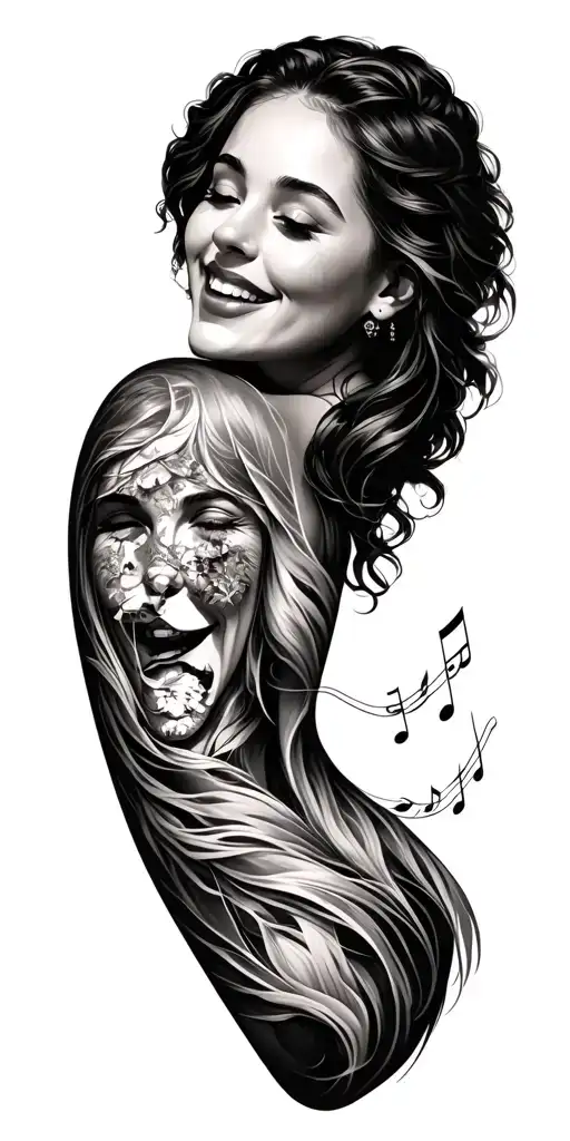 time, love, life, adventure, travel, music, home family, Friends, laughter sleeve tattoo design idea