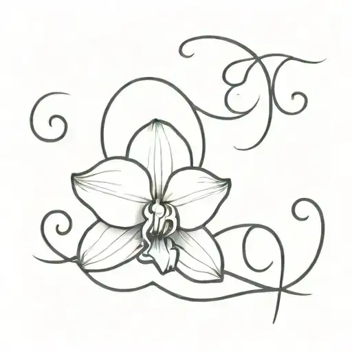 Orchid with the inital "J" and a heart tattoo design idea