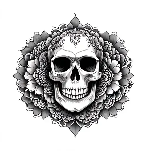 skull tattoo mandala design incorporating elements tattoo design idea