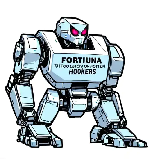 robot that says Fortuna Hookers tattoo design idea