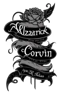 Make A body tattoo With the name Alzarick at the center to repsent my Family and also 3 brothers listed Corvin , Julian, tattoo design idea