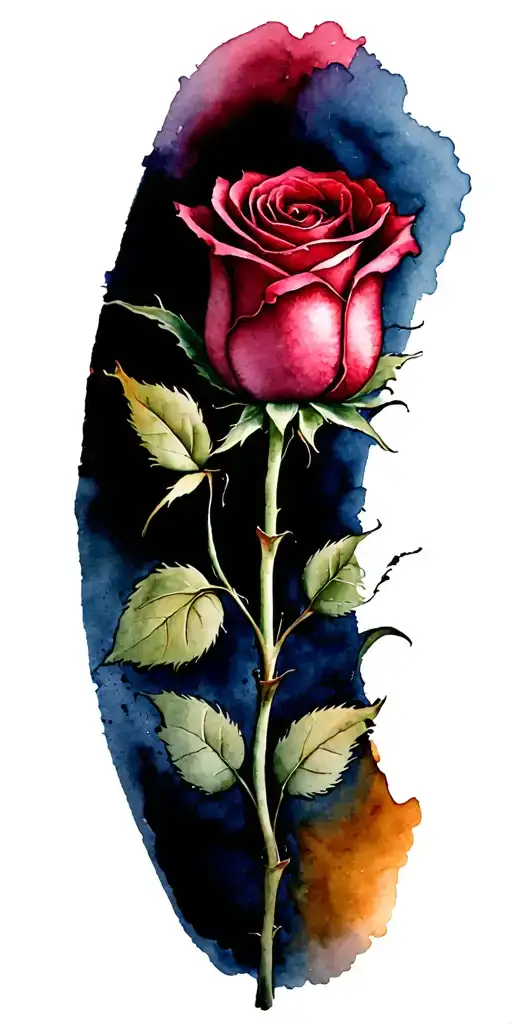 closed rose with long shaft  tattoo design idea