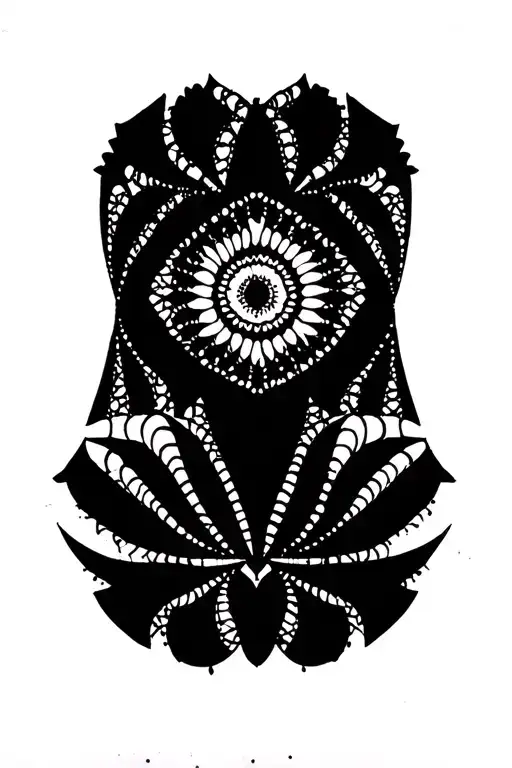 geometric mandala that requires no line work  tattoo design idea